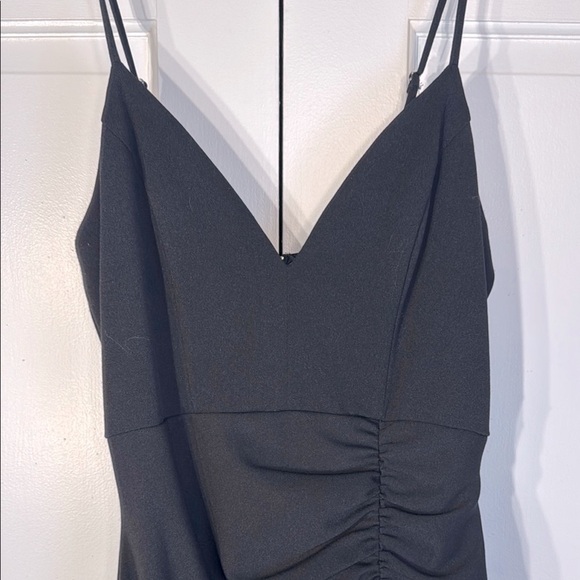 EUC Emerald Sundae Black Ruched Midi Cocktail Dress - Picture 3 of 11